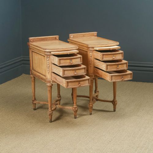 ANTIQUE ITALIAN 19TH CENTURY RENAISSANCE BEECH LIME WASHED BESIDE TABLES CABINETS NIGHTSTANDS CIRCA 1870 - ADDITIONAL PHOTO 14
