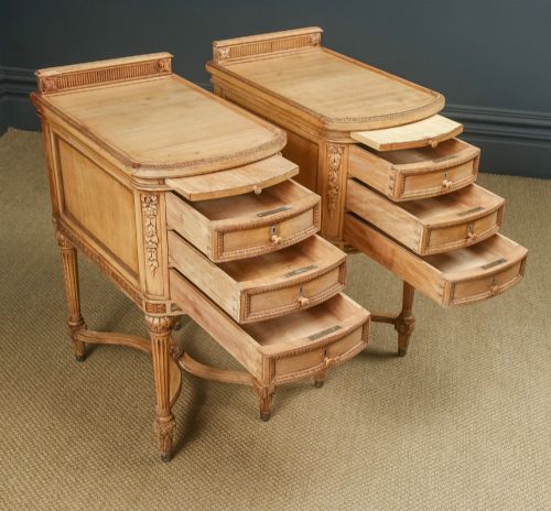 ANTIQUE ITALIAN 19TH CENTURY RENAISSANCE BEECH LIME WASHED BESIDE TABLES CABINETS NIGHTSTANDS CIRCA 1870 - ADDITIONAL PHOTO 15