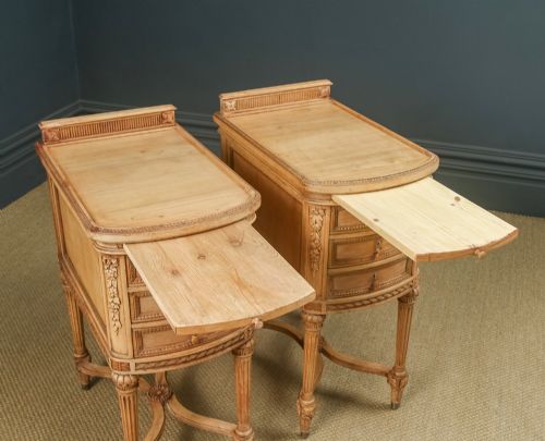 ANTIQUE ITALIAN 19TH CENTURY RENAISSANCE BEECH LIME WASHED BESIDE TABLES CABINETS NIGHTSTANDS CIRCA 1870 - ADDITIONAL PHOTO 16