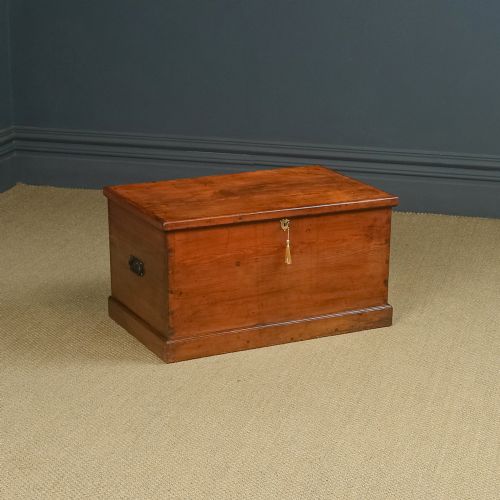 fig 1. Antique English Victorian Pine Flat-Top Blanket Box Chest Trunk Coffee Table (Circa 1840)