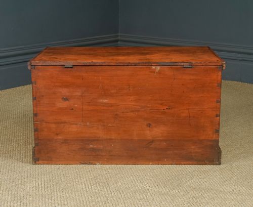 fig 5. Antique English Victorian Pine Flat-Top Blanket Box Chest Trunk Coffee Table (Circa 1840)