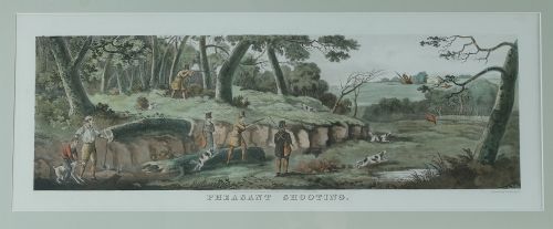 fig 2. Antique English Victorian Set of Four Hand Coloured Watercolour Lithograph Painting Picture Aquatint Prints of Shooting Scenes by Thomas Sutherland (Circa 1890)