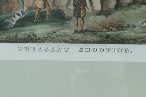 fig 3. Antique English Victorian Set of Four Hand Coloured Watercolour Lithograph Painting Picture Aquatint Prints of Shooting Scenes by Thomas Sutherland (Circa 1890)