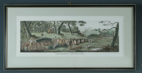 fig 4. Antique English Victorian Set of Four Hand Coloured Watercolour Lithograph Painting Picture Aquatint Prints of Shooting Scenes by Thomas Sutherland (Circa 1890)