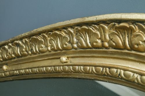 fig 2. Large 6ft Antique English Victorian Carved Gilt Wall Hanging Overmantle Mirror (Circa 1850)