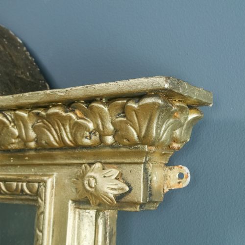 fig 3. Large 6ft Antique English Victorian Carved Gilt Wall Hanging Overmantle Mirror (Circa 1850)