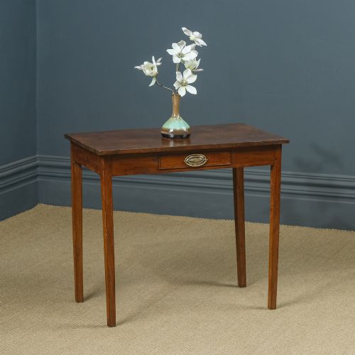 Antique English Georgian Oak Provincial Occasional Hall Writing Lowboy Estate Side Table with Drawer (Circa 1810)