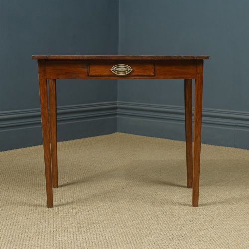 fig 3. Antique English Georgian Oak Provincial Occasional Hall Writing Lowboy Estate Side Table with Drawer (Circa 1810)