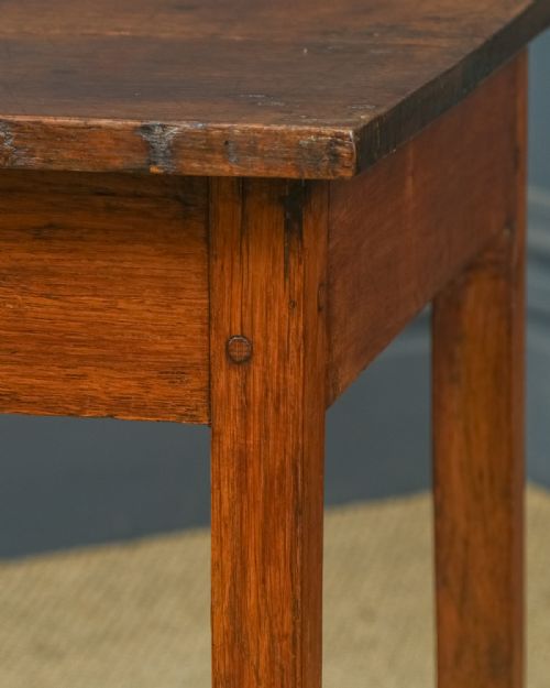 fig 4. Antique English Georgian Oak Provincial Occasional Hall Writing Lowboy Estate Side Table with Drawer (Circa 1810)