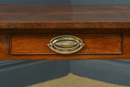 fig 5. Antique English Georgian Oak Provincial Occasional Hall Writing Lowboy Estate Side Table with Drawer (Circa 1810)