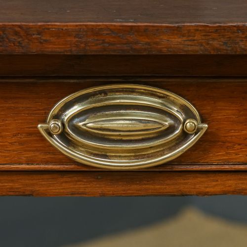 fig 6. Antique English Georgian Oak Provincial Occasional Hall Writing Lowboy Estate Side Table with Drawer (Circa 1810)