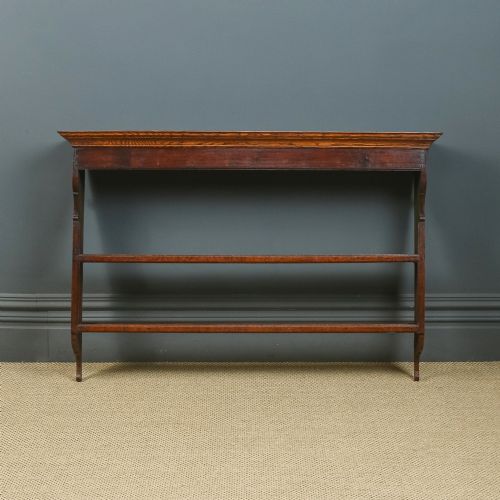 fig 1. Antique English Georgian Oak Hanging 4ft 8” Delft Kitchen Display Wall Rack (Circa 1780)