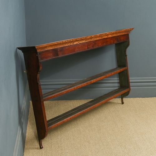 fig 2. Antique English Georgian Oak Hanging 4ft 8” Delft Kitchen Display Wall Rack (Circa 1780)