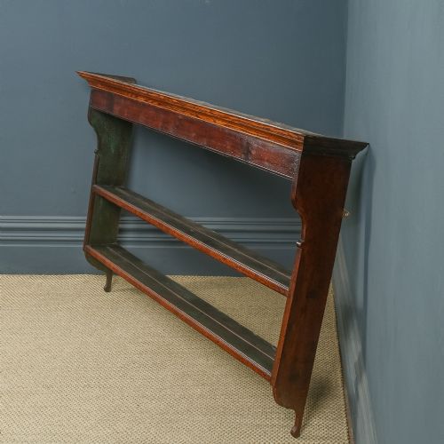 fig 5. Antique English Georgian Oak Hanging 4ft 8” Delft Kitchen Display Wall Rack (Circa 1780)