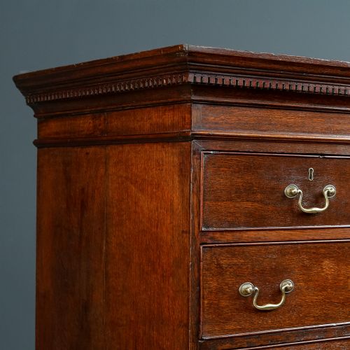 fig 3. Antique English Georgian Oak Chest on Chest with Drawers / Tallboy / Armoire (Circa 1780)