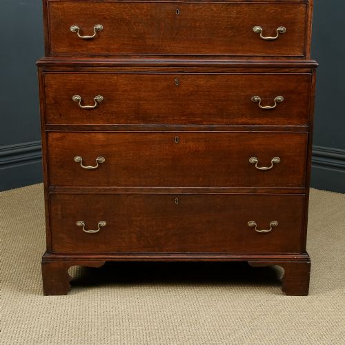 fig 6. Antique English Georgian Oak Chest on Chest with Drawers / Tallboy / Armoire (Circa 1780)