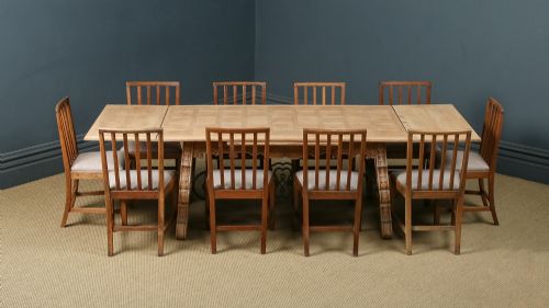 fig 4. Spanish Basque Parquet Oak & Iron 8ft 9” Refectory Kitchen Dining Table (Circa 1930)