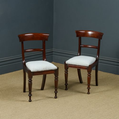 Antique English William IV Pair of Mahogany Bar Back Dining Chairs (Circa 1835)