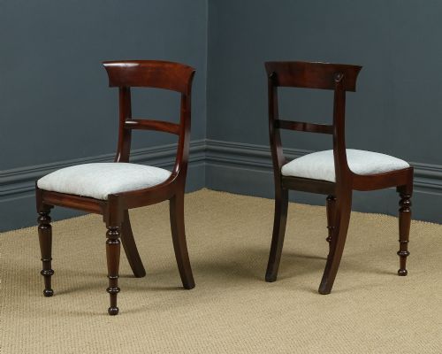 fig 1. Antique English William IV Pair of Mahogany Bar Back Dining Chairs (Circa 1835)