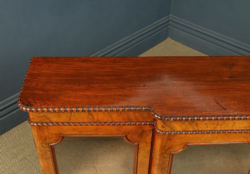 ANTIQUE ENGLISH VICTORIAN BURR WALNUT GLAZED BREAKFRONT INLAID DISPLAY BOOKCASE CIRCA 1860 - ADDITIONAL PHOTO 13