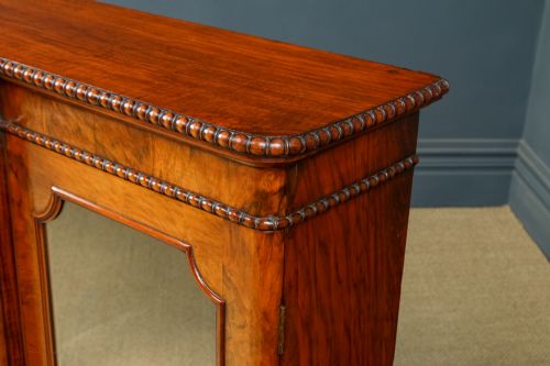 ANTIQUE ENGLISH VICTORIAN BURR WALNUT GLAZED BREAKFRONT INLAID DISPLAY BOOKCASE CIRCA 1860 - ADDITIONAL PHOTO 20