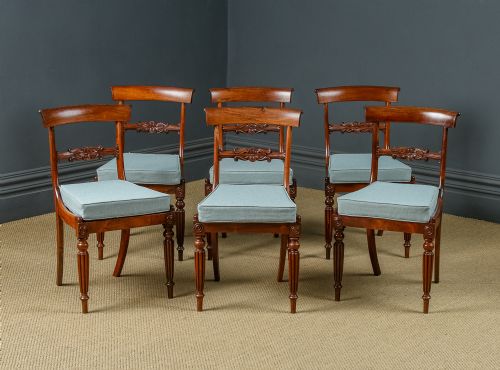 fig 1. Antique English Regency / William IV Set of Six 6 Rosewood Bar Back Dining Chairs (Circa 1830)