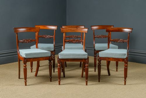 fig 2. Antique English Regency / William IV Set of Six 6 Rosewood Bar Back Dining Chairs (Circa 1830)
