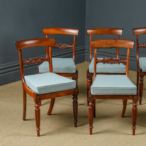 fig 3. Antique English Regency / William IV Set of Six 6 Rosewood Bar Back Dining Chairs (Circa 1830)