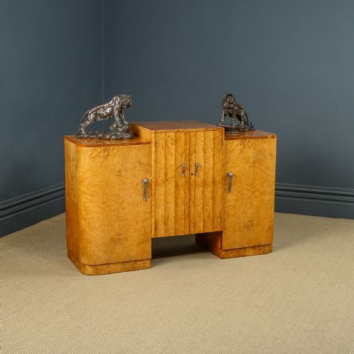 Antique English Art Deco Epstein Amboyna 5ft Skyscraper Sideboard / Cabinet (Circa 1930)