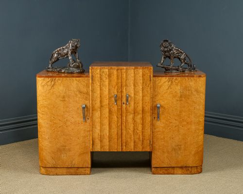 fig 1. Antique English Art Deco Epstein Amboyna 5ft Skyscraper Sideboard / Cabinet (Circa 1930)