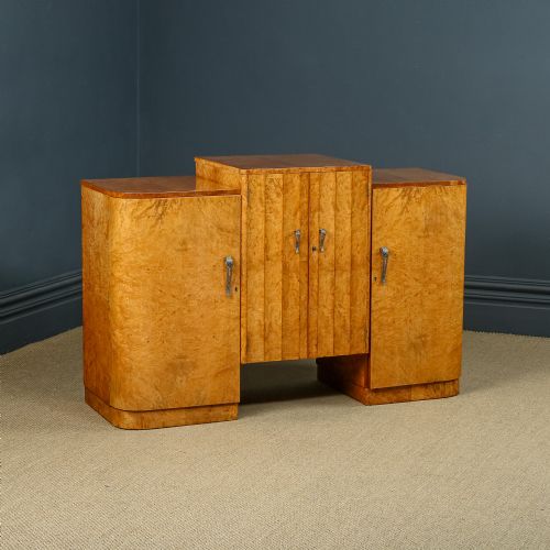 fig 2. Antique English Art Deco Epstein Amboyna 5ft Skyscraper Sideboard / Cabinet (Circa 1930)