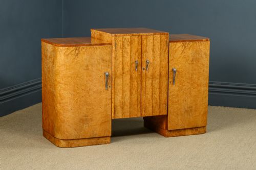 fig 4. Antique English Art Deco Epstein Amboyna 5ft Skyscraper Sideboard / Cabinet (Circa 1930)