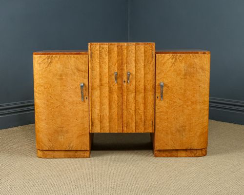fig 5. Antique English Art Deco Epstein Amboyna 5ft Skyscraper Sideboard / Cabinet (Circa 1930)