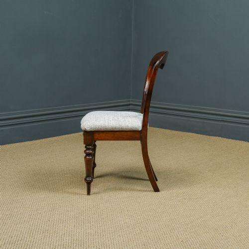 fig 2. Antique English Victorian Two Pair Mahogany Balloon Back Dining Occasional Office Desk Chairs (Circa 1860)