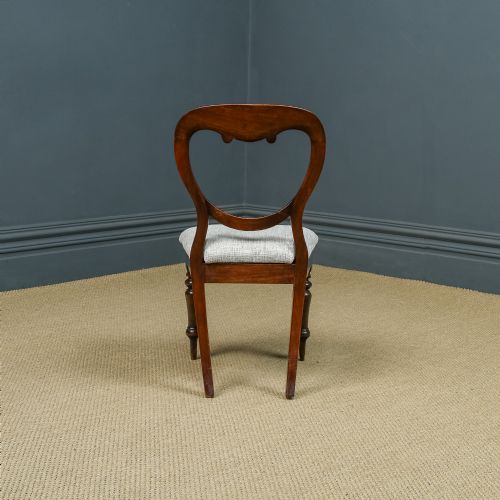 fig 4. Antique English Victorian Two Pair Mahogany Balloon Back Dining Occasional Office Desk Chairs (Circa 1860)