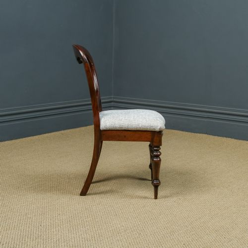 fig 5. Antique English Victorian Two Pair Mahogany Balloon Back Dining Occasional Office Desk Chairs (Circa 1860)