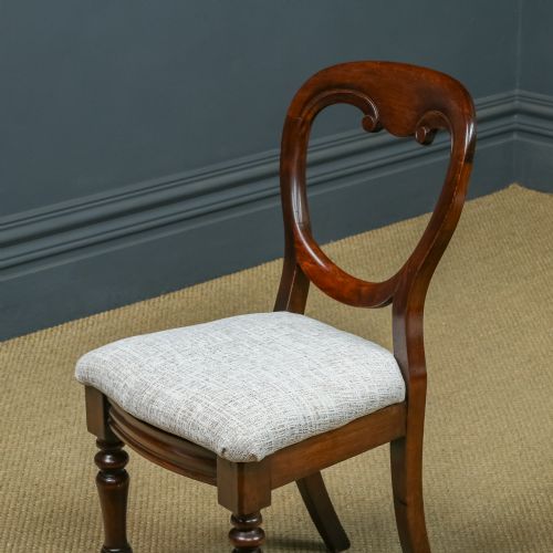 fig 6. Antique English Victorian Two Pair Mahogany Balloon Back Dining Occasional Office Desk Chairs (Circa 1860)