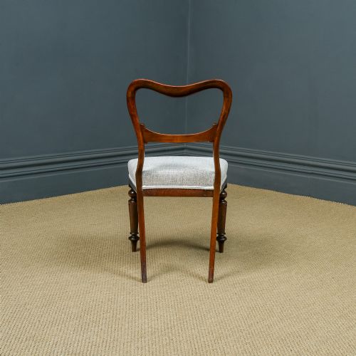 fig 2. Antique English Victorian Pair Two Mahogany Kidney Back Balloon Occasional Salon Dining Office Chairs (Circa 1860)
