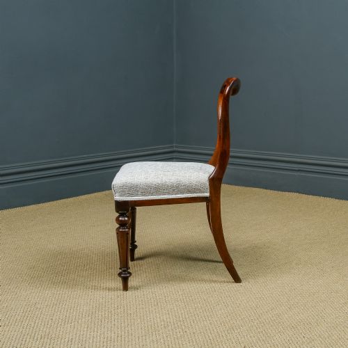 fig 3. Antique English Victorian Pair Two Mahogany Kidney Back Balloon Occasional Salon Dining Office Chairs (Circa 1860)