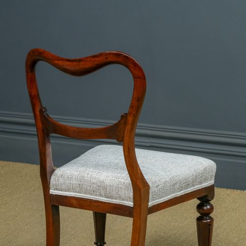 fig 4. Antique English Victorian Pair Two Mahogany Kidney Back Balloon Occasional Salon Dining Office Chairs (Circa 1860)