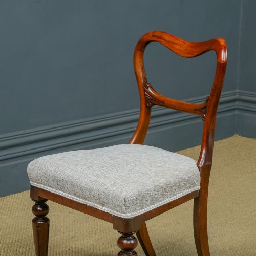 fig 5. Antique English Victorian Pair Two Mahogany Kidney Back Balloon Occasional Salon Dining Office Chairs (Circa 1860)