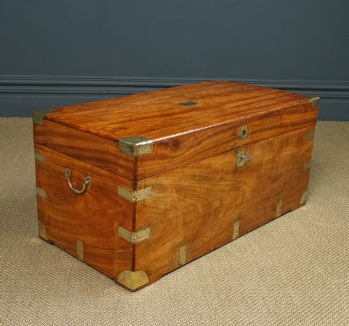 fig 2. Antique Asian Chinese Victorian Camphor Wood Campaign Chest (Circa 1870)