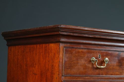 fig 3. Antique English Georgian Mahogany Tall Chest on Chest with Drawers (Circa 1780)