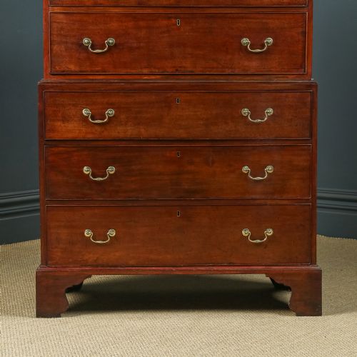 fig 5. Antique English Georgian Mahogany Tall Chest on Chest with Drawers (Circa 1780)