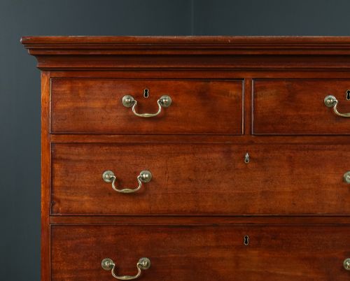 fig 6. Antique English Georgian Mahogany Tall Chest on Chest with Drawers (Circa 1780)