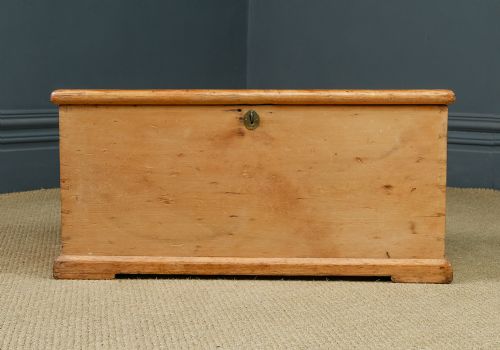 fig 3. Antique English Victorian Pine Flat-Top Blanket Chest  (Circa 1860)