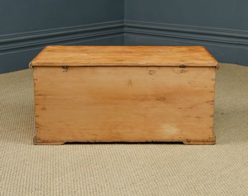 fig 4. Antique English Victorian Pine Flat-Top Blanket Chest  (Circa 1860)