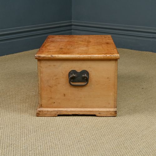 fig 5. Antique English Victorian Pine Flat-Top Blanket Chest  (Circa 1860)