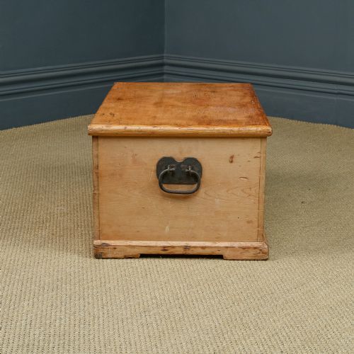 fig 6. Antique English Victorian Pine Flat-Top Blanket Chest  (Circa 1860)