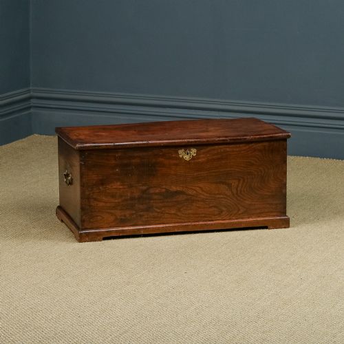 Antique English Georgian Elm Flat-top Blanket Chest (Circa 1820)